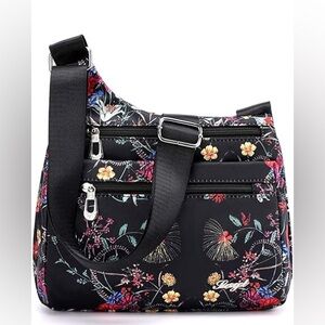 Floral crossbody black bag travel purse